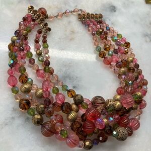 Multi strands of multi variety & colors of beads & stones/filigree brass beads